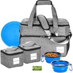 Dog Travel Bag by Evolved – Supply Bag for Pets with 2 Food Storage Containers, 2 Collapsible Dog Bowl and Frisbee – Complete Traveling Gear Tote Bag for Dogs – Ergonomic and Compact Design