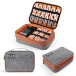 Electronics Organizer, Jelly Comb Electronic Accessories Cable Organizer Bag Double Layer Travel Cable Storage Bag for Cables, Laptop Charger, Tablet (Up to 11”)and More-Thick Large(Orange and Gray)