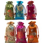 Startdy 6 Pcs Silk brocade Double layer Drawstring Pouch Candy Sachet wallet Jewelry bag W3″H6″ BD02