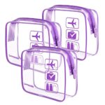 3pcs Lermende TSA Approved Toiletry Bag with Zipper Travel Luggage Pouch Carry On Clear Airport Airline Compliant Bag Travel Cosmetic Makeup Bags – Purple