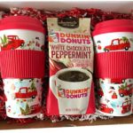 Limited Edition Dunkin Donuts White Chocolate Peppermint Coffee Gift Set! Includes 2 Reusable Holiday Travel Mugs & 11 OZ Dunkin Donuts White Chocolate Pepermint Coffee!! Ship to Friends & Family!!