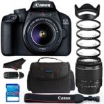 Canon EOS 4000D / Rebel T100 18.0 MP SLR – Black w/ 18-55mm DC III Lens Bundle – PixiBytes Up Close Lens Kit