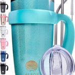 Albor Triple Insulated Stainless Steel Tumbler 20 oz Shimmer Blue Coffee Travel Mug With Handle
