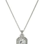 Platinum-Plated Sterling Silver White or Canary Yellow Swarovski Zirconia Asscher Cut Antique Pendant Necklace, 16″ + 2″