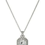Platinum-Plated Sterling Silver White or Canary Yellow Swarovski Zirconia Asscher Cut Antique Pendant Necklace, 16″ + 2″