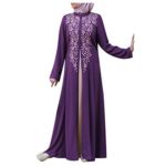 Women Muslim Dress Plus Size Kaftan Arab Jilbab Abaya Islamic Lace Stitching Maxi Dress for Daily,Travel,Work,Casual