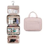 BAGSMART Toiletry Bag Travel Bag with hanging hook, Water-resistant Makeup Cosmetic Bag Travel Organizer for Accessories, Shampoo, Full Sized Container, Toiletries, Soft Pink