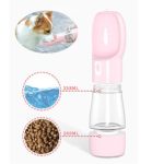Dog Travel Water Bottle, Portable Water/Food Bottle Dispenser for Dogs and Cats, Pet Water Food Cup/Bowl for Walking Traveling Hiking (Pink)