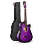 BAIYING Acoustic Guitar Beginner Travel Guitar Beautiful Sound Quality Outdoor Entertainment with Backpack Shoulder Strap, 38 Inches, 6 Colors (Color : Purple, Size : Long-96cm)