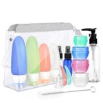 [UPGRADED]16 Pack Travel Bottles Set Cehomi 3 Ounce Leakproof Silicone Refillable Travel Containers, Squeezable Travel Tube Sets, Heavy Duty Toiletry Bag, Perfect for Business Trip or Personal Travel