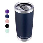 20oz Stainless Steel Vacuum Insulated Tumbler, Double Wall Insulated Travel Mug with Splash-Proof Lid by Umite Chef, Stainless Steel Coffee Cup with Straw for Hiking, Camping & Traveling (Navy Blue)
