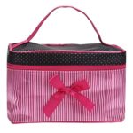 TREESTAR Cosmetic Bag, Stripe Bowknot Portable Large Travel Toiletry Bag Makeup Case Organizer Storage (A)