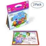 Markbetter 2-pk Reusable Water-Reveal Book Set with Gift Box Water Coloring Activity Pads Aqua Drawing Painting Toy Travel Activity Kit with Bonus Pens for Kids (Zoo&Dinosaur)