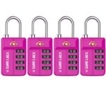 TSA Approved Travel Luggage Locks, Open Alert Combination Lock for School Office & Gym Locker,Toolbox, Pelican Case,Pink 4 Pack