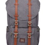 KAUKKO Laptop Outdoor Backpack Travel Hiking Camping Rucksack Casual College Daypack Fits 15″ (Canvas Grey)
