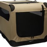 AmazonBasics Portable Folding Soft Dog Travel Crate Kennel – 21 x 21 x 30 Inches, Tan