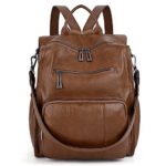 UTO Women Backpack Purse PU Washed Leather Convertible Ladies Rucksack Tassel Zipper Pocket Shoulder Bag