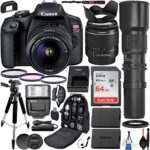 Canon EOS Rebel T7 DSLR Camera with EF-S 18-55mm & 500mm Preset Lens with 2x Teleconverter (1000mm) & Premium Accessory Bundle – Includes: SanDisk Ultra 64GB SDXC Memory Card, 3PC Filter Set & More