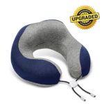 Phixnozar Travel Pillow 100% Memory Foam -Neck Pillow, Ideal for Airplane Travel – Comfortable and Lightweight – Improved Support Design – Machine Washable Cover – Must-Have Travel Accessories (Blue)