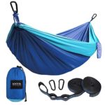 Kootek Camping Hammock Double & Single Portable Hammocks with 2 Tree Straps, Lightweight Nylon Parachute Hammocks for Backpacking, Travel, Beach, Backyard, Patio, Hiking