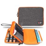 Three Layer Electronics Organizer and Travel Organizer for Tablet, Cables, Flush Drives, and Chargers. Fit for 11″ iPad Pro (Grey and Bright Orange)