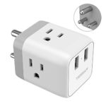India Power Adapter, TESSAN 5 in 1 Nepal Travel Adapter Plug with 3 US Power Outlets and 2 USB Charging Ports, US to India Bangladesh Maldives Nepal Pakistan Plug Adapter – Safe Grounded Type D Plug