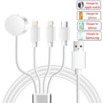 Apple Watch Charger 5 Series 3 in 1 iwatch Charger Cable Compatible USB c iPhone Watch Charger Portable Travel car Fast Charging Cord Compatible with Apple Watch Charger Series 5 4 3 2 1(4 ft)
