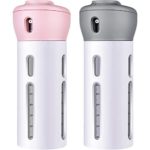 2 Pieces 4-in-1 Travel Dispenser Lotion Shampoo Gel Travel Dispenser Bottle Sets Organized Leak-proof Travel Toiletries Containers Rotatable Refillable Travel Bottles (Pink, Grey)