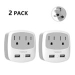 UK Ireland Power Plug Adapter, TESSAN Type G Travel Adaptor for US to London England Scotland British Hong Kong Kenya Dubai – UK Charger Adapter with 2 USB 2 Electrical Outlets, 2-Pack