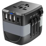 PANSHAN travel adapter european international power adapter 2400W universal 1 smart type-C & 3 USB all in one power plug adapter for high power appliances for UK, EU, AU, US, Over 170 countries