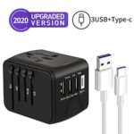 RUIZU Universal Travel Adapter,3 USB and 1 Type C Worldwide Travel Adapter US Travel Plug Adapter EU/UK/CN/AU/in to USA, Over 150 Countries