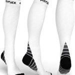 Physix Gear Compression Socks for Men & Women 20-30 mmhg, Best Graduated Athletic Fit for Running Nurses Shin Splints Flight Travel & Maternity Pregnancy – Boost Stamina Circulation & Recovery WHT S/M