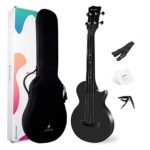 Concert Ukulele Enya Nova U/BK 23″ Cutaway Carbon Fiber Beginner Travel Ukulele Kit Waterproof Ukelele with Case,Strap,Capo,Strings (Black)