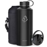 BUZIO Vacuum Insulated Stainless Steel Water Bottle 87oz (Cold for 48 Hrs/Hot for 24 Hrs) BPA Free Double Wall Travel Mug/Flask for Outdoor Sports Hiking, Cycling, Cam,Camping, Running, Black