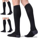 3 Pairs Compression Socks for Women and Men 20-30mmHg- Circulation and Muscle Support Socks for Travel, Running, Nurse, Medical BLACK S/M