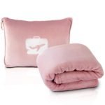 EverSnug Travel Blanket and Pillow – Premium Soft 2 in 1 Airplane Blanket with Soft Bag Pillowcase, Hand Luggage Belt and Backpack Clip (Light Pink)