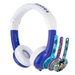 ONANOFF BuddyPhones Explore Foldable, Volume-Limiting Kids Headphones with Travel Bag, Built-In Audio Sharing Cable with Mic, Compatible with Fire, iPad, iPhone, and Android Devices, Blue