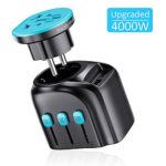 APZEK Universal Travel Adapter, Upgraded 4000W High Power International Power Adapter with Auto Resetting Fuse, Dual USB Wall Charger, Travel Plug Adapter for Hair Dryer, EU UK AUS US 200+ Countries