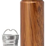 Mira Stainless Steel Tea Infuser Travel Mug | Insulated Coffee Mug Thermos with Strainer | Hot & Cold Tea Tumbler for Loose Leaf Tea | BPA-Free, Leak Proof Flip Cap | Wood, 18 oz