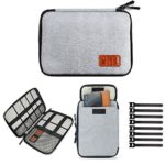 Travel Cable Organizer Bag Electronics Accessories Carry Cases Portable Cord Organizer Bag Case for USB Cable Cord Pen Hard Cables Earphone Ipad iPhone with 8 Cable Ties (Up to 7.9)