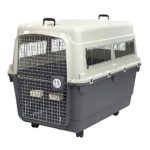 SportPet Designs Plastic Kennels Rolling Plastic Airline Approved Wire Door Travel Dog Crate, XXX-Large