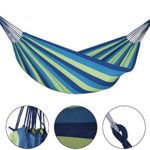 Outdoors Cotton Fabric Canvas Travel Hammocks with Tree Ropes 330lbs Ultralight Camping Hammock Portable Beach Swing Bed with Hardwood Spreader Bar Tree Hanging Suspended Outdoor Indoor Bed