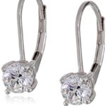 Platinum-Plated Sterling Silver Swarovski Zirconia Leverback Earrings