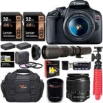 Canon EOS Rebel T7 DSLR Camera Zoom Kit(Successor for EOS Rebel T6) + 500mm Preset f/8 Telephoto Lens + Tripod+ Lexar 64GB Bundle