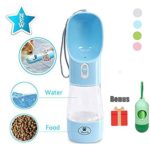 MaoCG Dog Water Bottle for Walking, Multifunctional and Portable Dog Travel Water Dispenser with Food Container,Detachable Design Combo Cup for Drinking and Eating,Suitable for Cats and Puppy, Blue