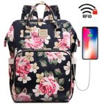 Laptop Backpack,15.6 Inch Stylish College School Backpack with USB Charging Port,Water Resistant Casual Daypack Laptop Backpack for Women/Girls/Business/Travel (Flower Pattern)