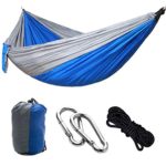 Outdoors Cotton Fabric Canvas Travel Hammocks with Tree Ropes 330lbs Ultralight Camping Hammock Portable Beach Swing Bed with Hardwood Spreader Bar Tree Hanging Suspended Outdoor Indoor Bed