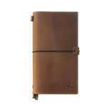 Leather Travel Journal with Pockets – Wanderings Refillable Notebook Organizer, Hand-Crafted Genuine Leather Notebook with Pockets for Writing, Travelers, Organizing – Blank Inserts, 8.5×4.5″