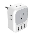 European Plug Adapter, TESSAN International Travel Power Plug with 4 AC Outlets 3 USB Ports, US to Most of Europe EU Italy Spain France Iceland Germany Greece Charger Adaptor（Type C）