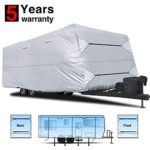 RVMasking 150D Travel Trailer RV Cover 22′-24′ L with Tongue Jack Cover & Free Adhesive Repair Patch, Ripstop & Waterproof Camper Cover